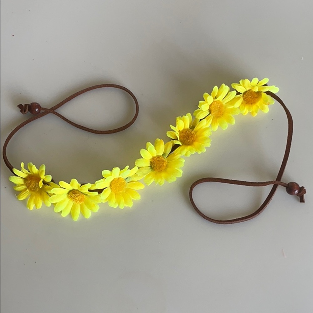 Yellow daisy boho flower headband